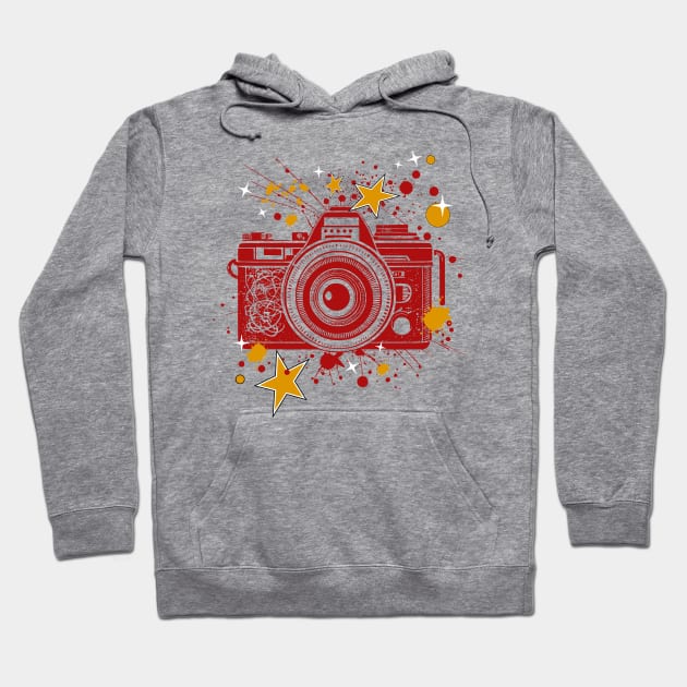 Vintage Camera (red and gold) Hoodie by TempoTees